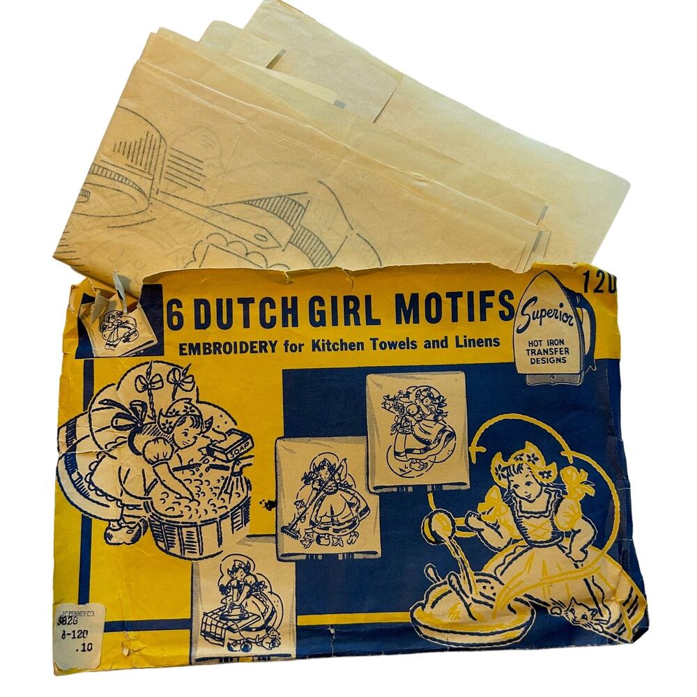 Vintage Superior Dutch Girl Hot‎ Iron Transfers #120 Cut Unused